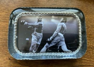 Vintage Cassius Clay - Muhammad Ali Vs Joe Frazier Glass Paper Weight