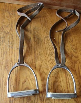 Metalab Stirrups With Leather Belt Straps Vintage