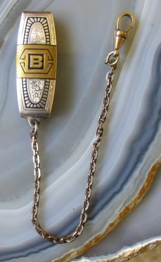 Vintage Art Deco Belt Loop Pocket Watch Fob Chain Monogram B,  Hickok