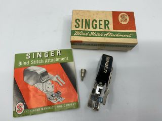 Vintage Singer Blind Stitch Attachment With Instructions And Box