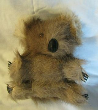 Vintage Real Fur Koala Bear 8 " Taxidermy Alaska Canada Souvenir Hand Crafted Toy