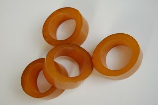 Vintage Bakelite Mid Century Napkin Rings,  Set Of 4,  Butterscotch Marbled Color