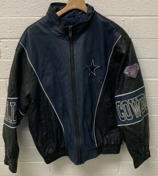Vtg 90’s Dallas Cowboys 1994 75th Pro Player Leather Jacket Size Men’s Large