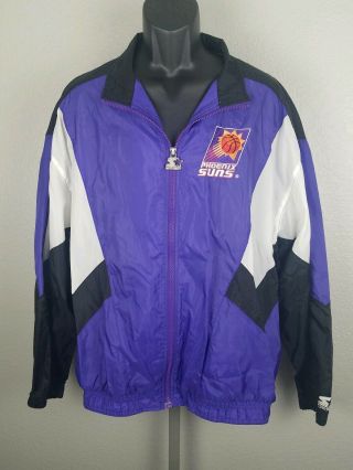 Vintage Phoenix Suns Nylon Starter Jacket Warm Up Zip Up Big Logo Euc