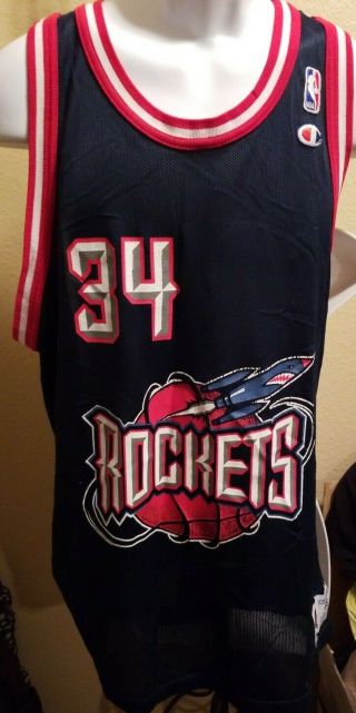 Vintage 90s Nba Houston Rockets Hakeem Olajuwon 34 Jersey Size 48