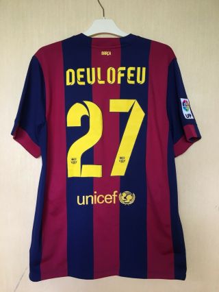 Fc Barcelona 2014\2015 Home Football Jersey Camiseta Soccer Shirt 27 Deulofeu