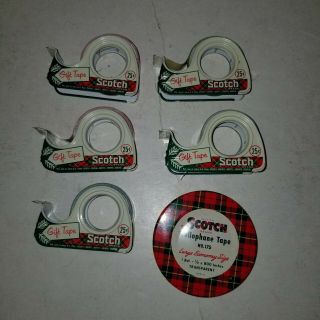 5 Vintage Scotch Tape Tin Gift Red Green Tape