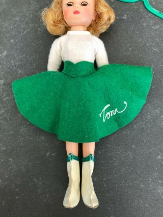 1950s 60s American Character 10 " Toni Doll Green Felt Skirt,  Knit Top & Boots