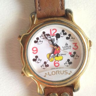 Vintage Lorus Disney Mickey Mouse Melody Singing Watch Mickey Orig Leather Band