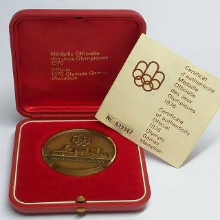 Official 1976 Montreal Olympic Games Medallion Bronze Medal W/ Box & Certificate
