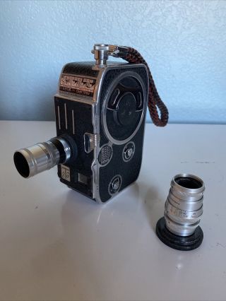Vintage Classic Paillard Bolex C8 8mm Movie Camera W/ 2 Lenses.