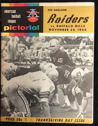 Vintage 1966 Afl Oakland Raider Vs Buffalo Bills Nov 24