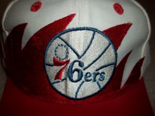 Vintage Rare 1990 ' s Philadelphia 76ers Sixers Sharktooth Logo 7 One Size Hat Cap 2