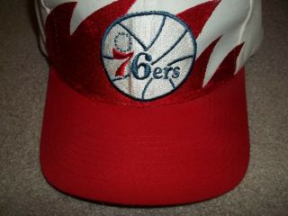 Vintage Rare 1990 ' s Philadelphia 76ers Sixers Sharktooth Logo 7 One Size Hat Cap 3
