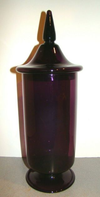 Vintage Empoli Italian Glass Amethyst Purple Apothecary Candy Jar