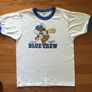 Vtg 80s Los Angeles Dodgers Blue Crew Ringer T Shirt Sz M Koala Coca Cola Coke