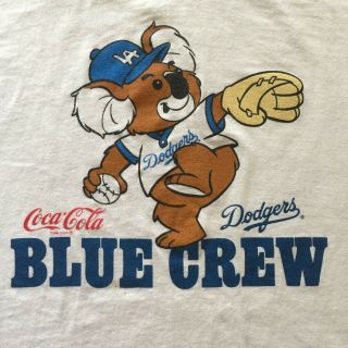 Vtg 80s Los Angeles Dodgers Blue Crew Ringer T Shirt Sz M Koala Coca Cola Coke 2