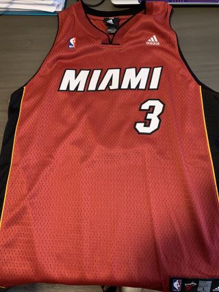 Adidas Authentic Nba Miami Heat Dwayne Wade 3 Swingman Jersey Mens L Sewn