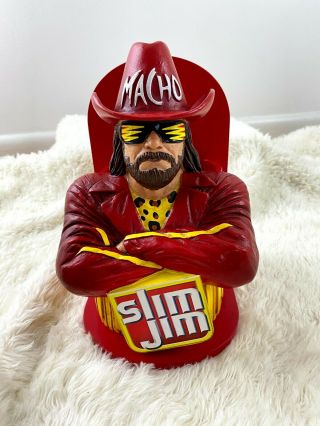 Macho Man Randy Savage Slim Jim Store Display Holder Stand Wwf Wcw Wwe Rare