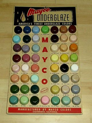Rare Vintage Mayco Unerglaze Color Glazes Salesman Sample Chart Advertisment