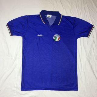 Vintage Italy Diadora 1990 Home Football Soccer Shirt Jersey Size L