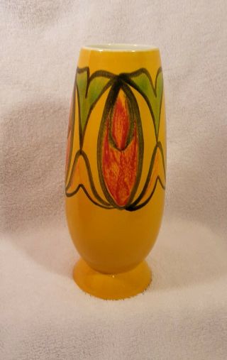 Vintage Poole Pottery Vase Made In England 1970s,  Yellow,  Orange,  Red And Green