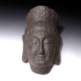 @hn34: Vintage Japanese Metal Buddha Mask,  Kannon,  Made Of Iron