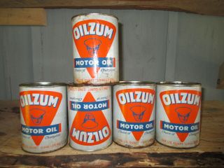 5 Vintage Oilzum Motorcycle 1 Quart Motor Oil Can Not Metal Cans 3 Full