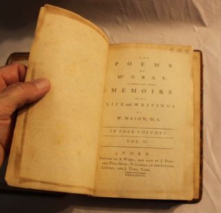 1778 Memoirs Of The Life And Writings Fo Mr.  Gray Vol Iv By W.  Mason - M