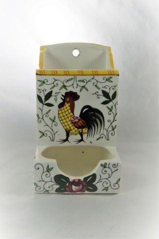 Vintage Early Provincial Py Ucagco Japan Rooster & Roses China Matchbox Holder W