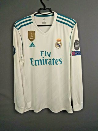 Real Madrid Jersey 2017/18 Long Sleeve Medium Home Shirt Adidas B31106 Ig93