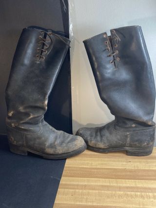 Vintage Tall Black Leather Riding Boots Motorcycle?military ? Equestrian ?