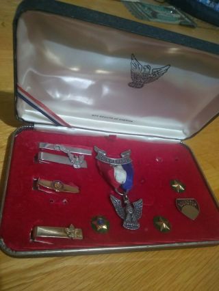 Vintage Boy Scout Eagle Scout Medal With Presentation Box Plus Other