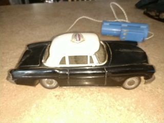 Vintage K A S Japan Tin Black And White Police Car Battery Operated