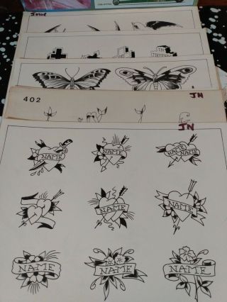 X10 Vintage Sheets Spaulding & Rodgers Tattoo Flash 1970s