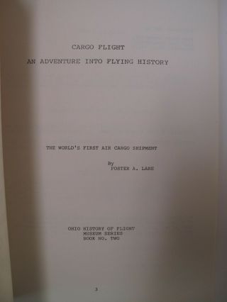 Wright Brothers Aviation History Columbus Ohio 1st Air Cargo Flight Foster Lane 3