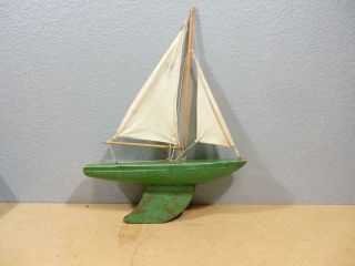 Vintage Wooden Green Sailboat Star Yacht Birkenhead Sy2 Pond Boat Made England