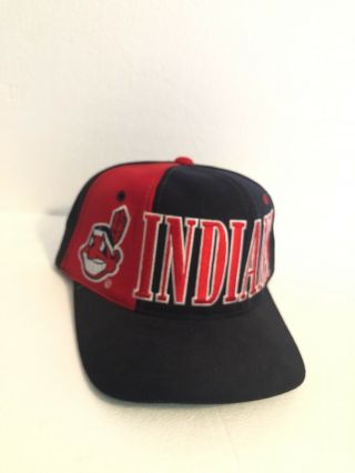 Vintage Cleveland Indians Snapback Hat Chief Wahoo Starter 90s The Right Hat Euc