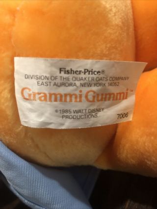 Vintage 1985 Gummi Bears Grammi Orange Plush Fisher Price 13 
