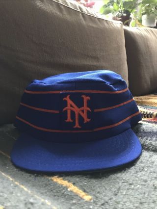 Vintage York Mets Pillbox Blue Snapback Hat Cap Mlb Rare 70s Era Seaver