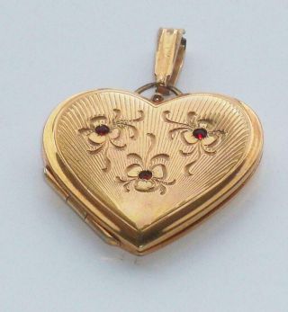 Rare Large Antique Vintage Heart Shaped Double Photo Locket Pendant Rolled Gold