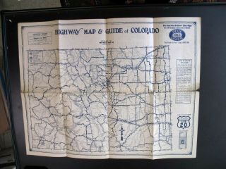 Scarce 1920s Highway Road Map Guide Colorado Denver Estes Park Durango Leadville