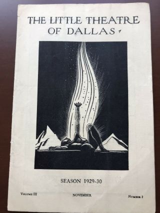 The Little Theatre Of Dallas November 1929 Program,  Rockwell Kent Woodcut Cover