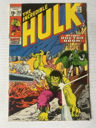 The Incredible Hulk 143 September 1971 Vintage Marvel Unread Avengers