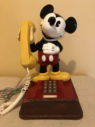 Vintage 1976 Mickey Mouse Landline Phone Telephone Walt Disney Rotary Pushbutton
