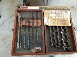 Vintage Wood Auger Drill Bit Set With Irwin Box