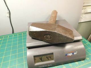 Vtg.  Heavy Unmarked 4lb 4.  4oz Rounded Straight Peen Blacksmith Hammer