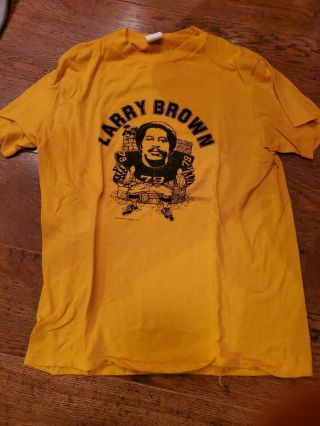 Rare Vtg 1970s Pittsburgh Steelers Larry Brown Caricature Shirt M Medium