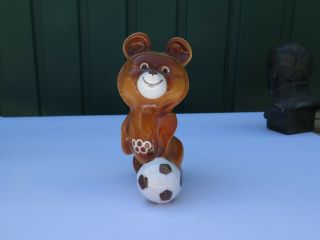 Ussr Porcelain Figurine Olympic Misha Bear Football Olympic Games Moscow 1980
