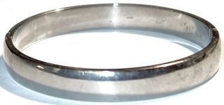 Vintage Sterling Silver Mid Century Modern Hinged Bangle Bracelet 37,  Grams Nr